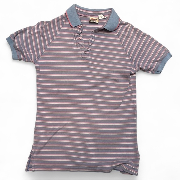 Vintage Loafers by Ryk Womens 70s Retro Purple Striped Polo Shirt Small Nerdcore - Picture 4 of 8